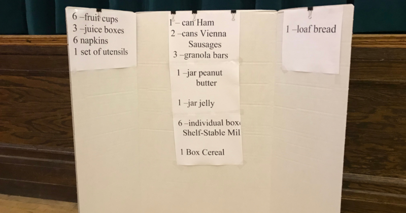 Meal Prep List for Heart's Place Services' MLK Day of Service 2019